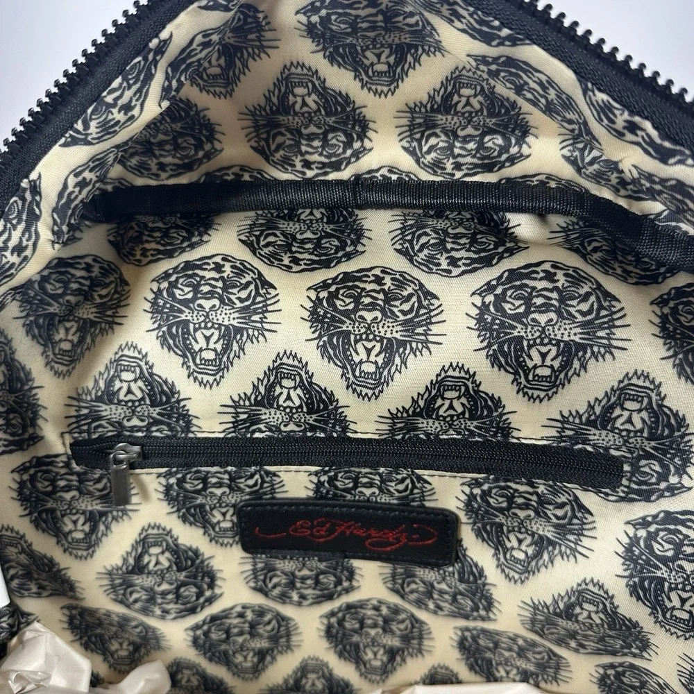 Ed Hardy Pink Multi Backpack Love Kills Slowly Skull Tattoo Rhinestone Y2K NWT